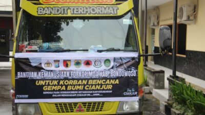 Ribuan Paket Sembako Didistribukan ke Warga Korban Gempa Kebupaten Cianjur, Oleh Polres Bondowoso