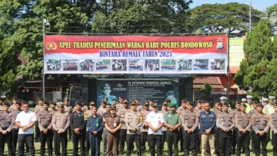 Kapolres Bondowoso Pimpin Apel Tradisi Penerimaan Bintara Remaja Baru Tahun 2023