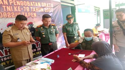 Bentuk Nyata Kepedulian TNI, Koramil 0822/11 Tapen Gelar Pemeriksaan Kesehatan Dan Pengobatan Gratis