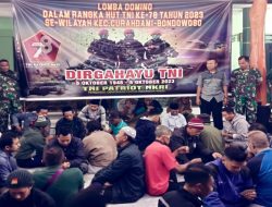Bentuk Kemanunggalan TNI Bersama Rakyat, Koramil 0822/02 Curahdami Adakan Lomba Domino