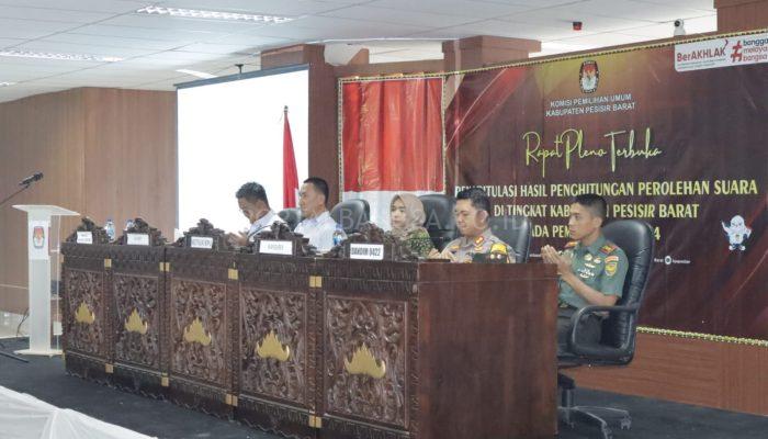 Dandim 0422/Lampung Barat Menghadiri Ceremony Rapat Pleno Terbuka Tingkat Kabupaten Pesisir Barat.