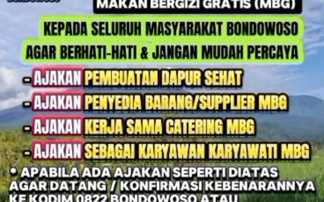 Himbauan Kodim 0822 Bondowoso, Tolak dan Laporkan!