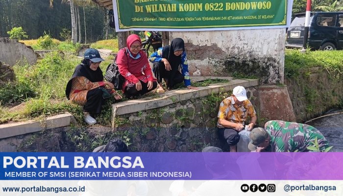 Tingkatkan Kesejahteraan Masyarakat, Satgas TNI Gandeng Dinas Peternakan dan Perikanan Tebar Benih Ikan
