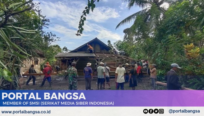 Satgas TMMD Kodim 0422/Lampung Barat Bongkar Rumah Tidak Layak Huni Milik Bapak Tarwono, Tindak Lanjuti Perintah Kasad