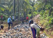 Semangat Guyup Rukun, TNI dan Warga Kompak Pecah Batu Bangun Jalan di Pekon Pemerihan