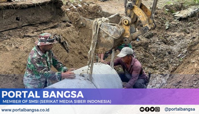 Pemasangan Gorong-Gorong di TMMD ke-124 Kodim 0422/Lampung Barat Tingkatkan Aksesibilitas Warga