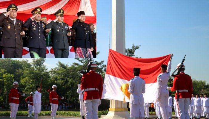 Kapolres Probolinggo Ikuti Upacara HUT Ke-80 Kemerdekaan Republik Indonesia di Alun-Alun Kraksaan.