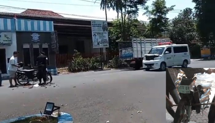 Adu Banteng dengan Ambulans di Pertigaan Alun-alun Nangkaan Bondowoso, Pemotor Terluka