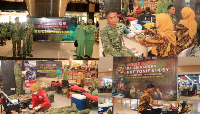 Setetes Darah untuk Sesama, Yonif Raider 514/SY dan PMI Himpun 150 Kantong Darah