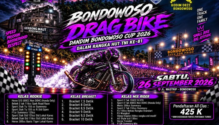 Bukan Balap Liar! Drag Bike Dandim Cup 2026 Siap Guncang Jalan Mastrip Bondowoso